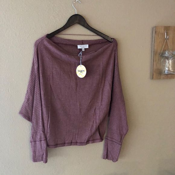 Dark mauve waffle knit top - Picture 3 of 3